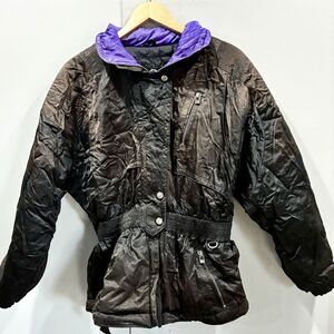 VTG 80s Snow Inside Edge Ski Snowboard Puffer Coat Jacket Sz S Colorblock Parka
